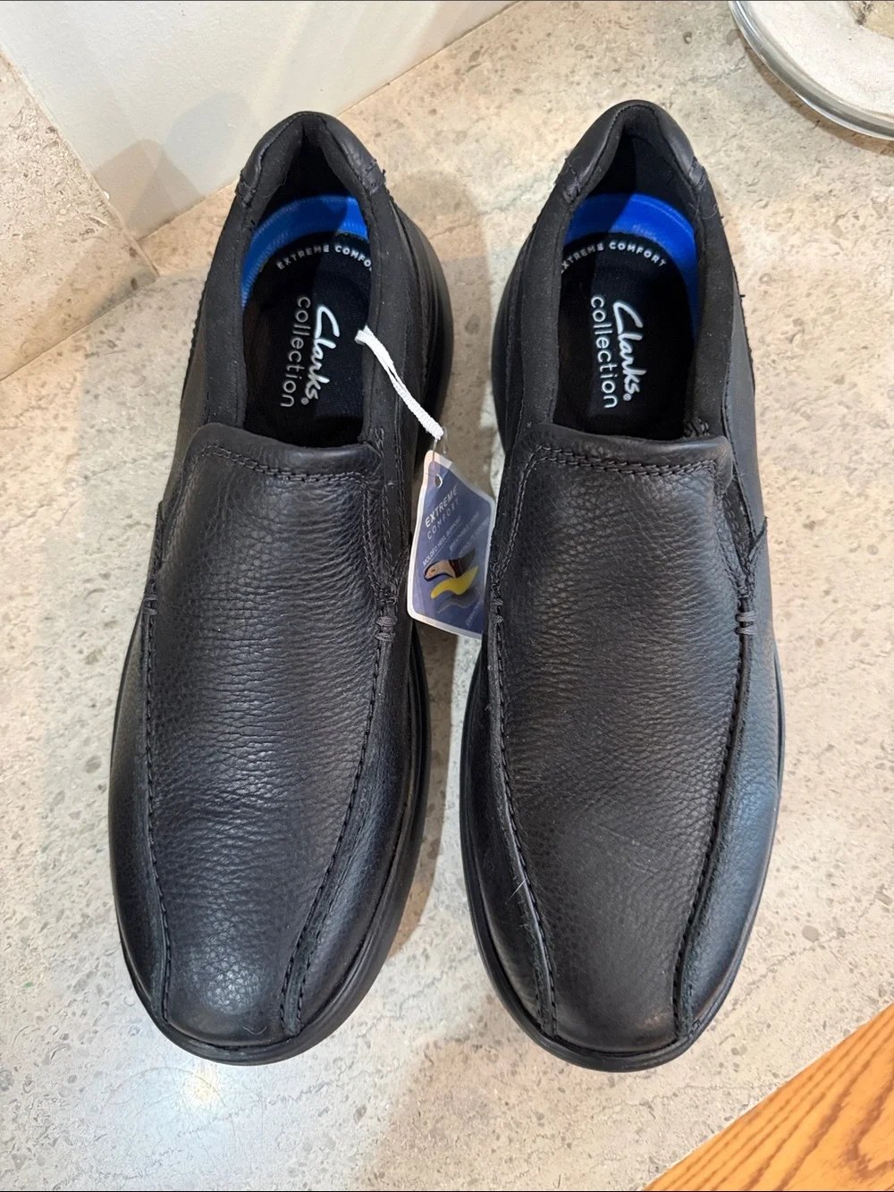 Clarks Men’s Black Leather Slip-On Loafers